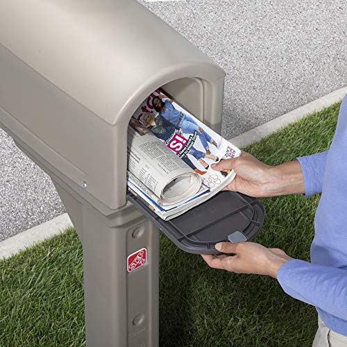 Step2 MailMaster Express Mailbox with Flag, Large Weather-Resistant Outdoor Post, Mocha