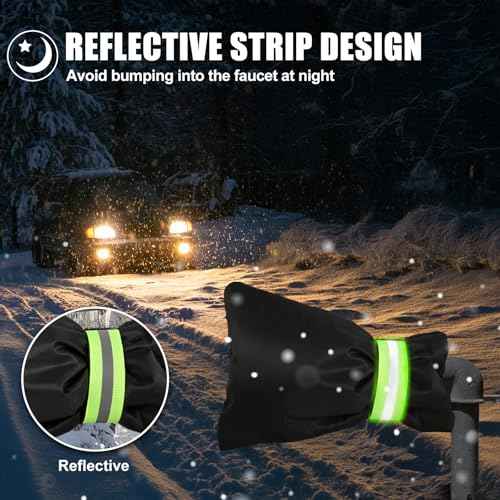 2Pack Outdoor Faucet Covers for Winter Freeze Protection, 8.5¡Èx5.9¡Èx1.9¡È Thicker Hose Bib Insulation Cover Waterproof & Frost Free Outside Spigot Cover Bags Insulated Covers with Reflective Strips