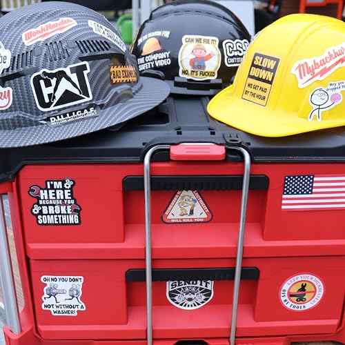 123 PCS Hard Hat Stickers (Dirty) for Tool Box, Helmet, Funny Stickers for Adults, Prank Meme Vinyl and Waterproof Decals for Mechanics, Electricians, Union, Oilfield, Military, Construction, Welders
