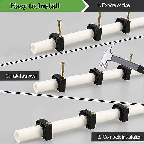 50 Pack 1/2" Half Clamps J-Hook with Nails Set, J Clamps for PEX, Copper, CPVC Tubing Connections