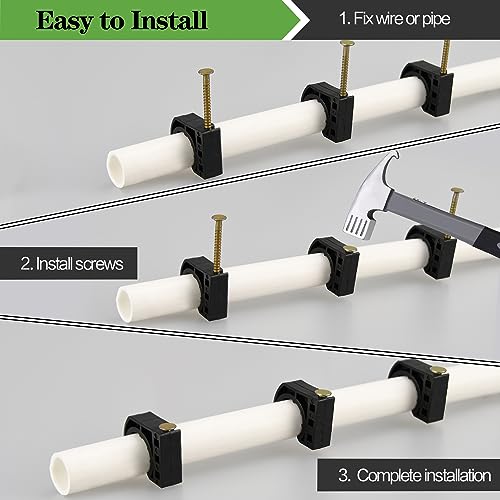 50 Pack 1/2 Inch J-Hooks with Nails for Pipe Support & Structural Projects - PXZBLG