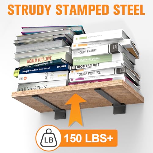 Aunulahca 6 Pack Black 10-Inch Heavy Duty Floating Shelf Brackets for DIY Shelving
