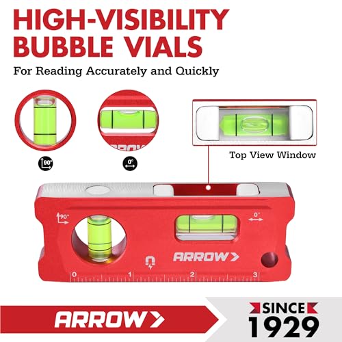 ARROW 4-Inch Torpedo Level - Magnetic Pocket Leveler Tool (4 inch)