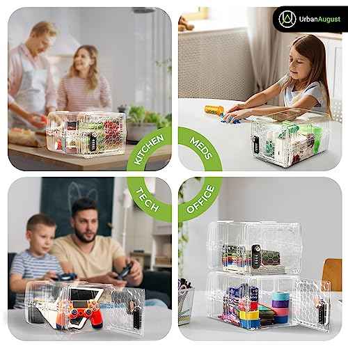Urban August Lock Box For Food & Medicine - Dual Combination & Keyed Lock Box - Made of Industrial-Grade Plastic - One Size (Clear)