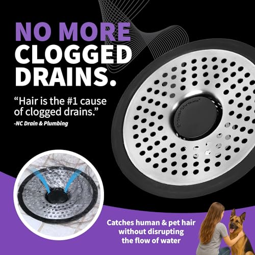 ShowerShroom Stainless Steel Shower Drain Hair Catcher - Inside Fit, No Size, USA Made