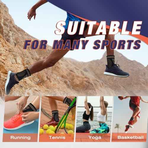 Copper Ankle Brace for Men & Women - (1 Pair) Ankle Compression Sleeve, Compression Support for Plantar Fasciitis, Achilles Tendonitis, Foot Pain, Neuropathy, Swelling - Ideal for Everyday Use (L)