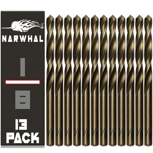 Narwhal 1/8 Inch Cobalt Drill Bits (13 Pack) for Metal & Stainless Steel