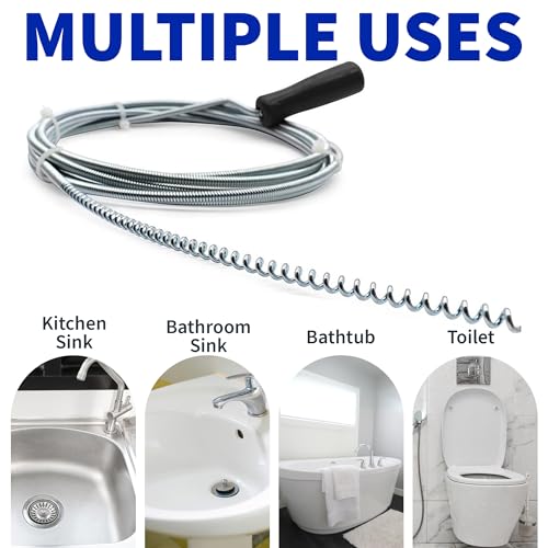 10ft Metal Drain Snake for Sink, Shower & AC Line Clog Removal