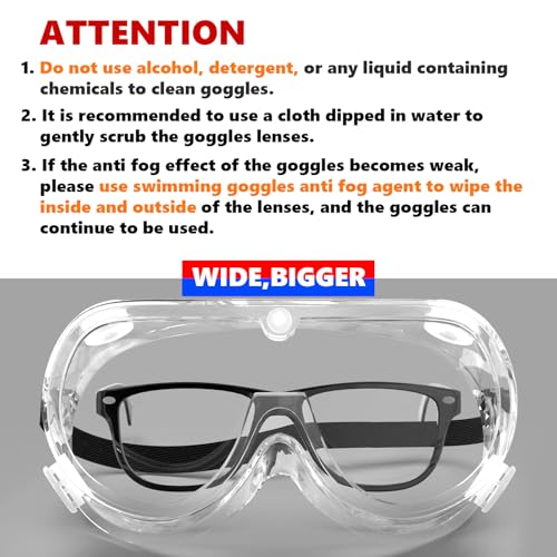 Super More Anti-Fog Safety Goggles Transparent Clear Lens Wide-Vision Protective Eyewear