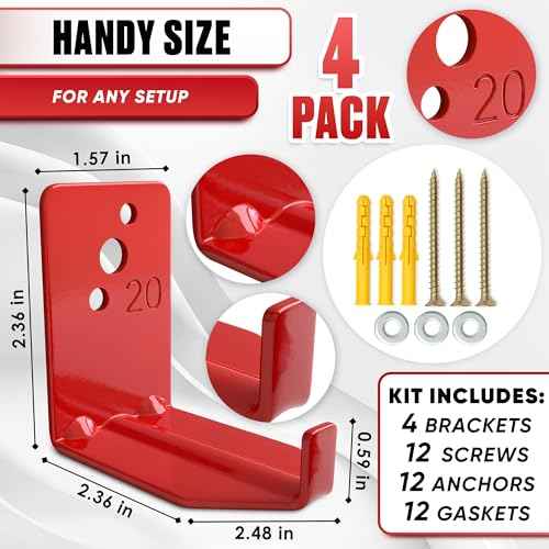Set of 4 Fire Extinguisher Mount Bracket - 2.36¡È ¡¿ 1.57¡È ¡¿ 2.36¡È Fire Extinguisher Hook, Include Screws and Gaskets, Easy to Install, Hold Up to 20 lb, Good for Workshop, Garage, or Home Use