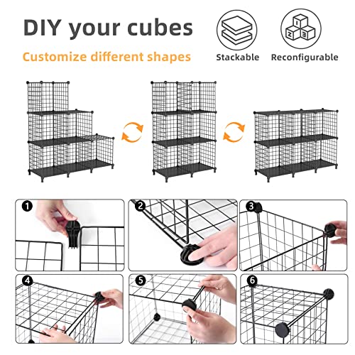 AWTATOS Black Wire Cube Storage Shelf 6-Cube Closet Organizer