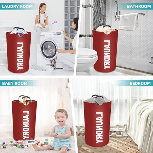 Vivicreate 115L Tall Collapsible Laundry Basket with Aluminum Handles - RED