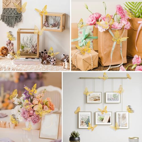Gold 3D Butterfly Wall Decor Set | 84pcs, 7 Styles, 3 Sizes for Party & Home