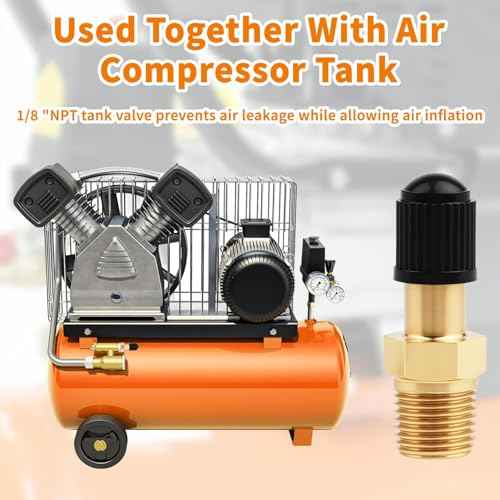 4 Set Gold 1/8 Schrader-Valve, Metal 1/8 Tank Valve, Brass Pipe with Air Compressor Tank with Sealing Caps/Anti-Corrosion Brass-NPT-Schrader-Valveing for Air Chuck, Semi Trucks Trailers