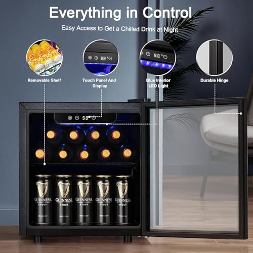 Antarctic Star Black 1.3 Cu.Ft Wine Cooler Beverage Refrigerator Mini Fridge