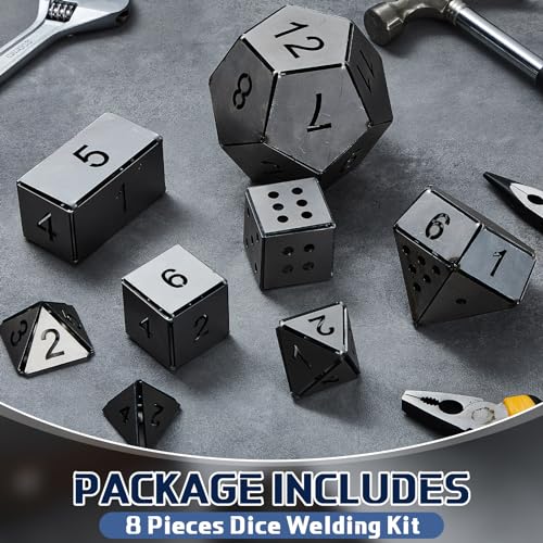Therwen 9 Piece Welding Practice Kit Steel 16 Gauge Welding Dice Coupons DIY Equipment Mild Triangle Plate for Beginners TIG MIG Gas Arc Stick Training Practice Accessories Tools, 8 Styles (1.5 Inch)