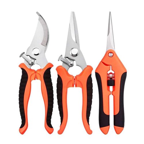 3-Pack Stainless Steel Garden Pruning Shears Set, for Trimming Branches, Flowers, and Lawn, Pruning Snips and Clippers