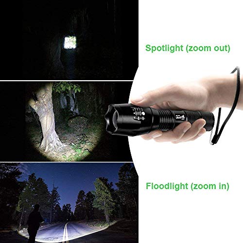 ULTRAFIRE 2 Pack A100 LED Hunting Flashlight,800 Lumen 3-Color-Light Tactical Flashlight 5 Modes Zoomable Small LED Hand held Flashlights (White Light/RED Light/Green Light)