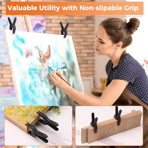 Heavy Duty Spring Clamps, 3.7 Inch Small Heavy Duty Clip with 1.6 Inch Jaw Opening, Non-Slip Handle, Strong Grip Clips for Woodworking, Photography, Crafting, and DIY Projects (12 pack)