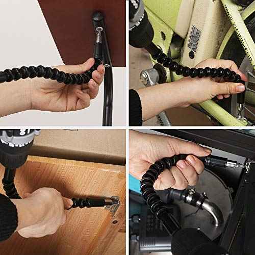 1/4¡¯¡¯ Drill Bit Extension Set, 2 Pieces Flexible Drill Bit Extension Shaft, 3 Pieces Quick Change Magnetic Screwdriver Bit Holder