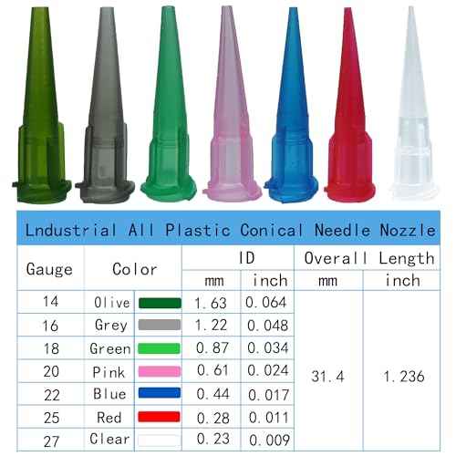 100pcs 14GA Plastic Tapered Pinhead Blunt Syringe Tips Adhesive Dispensing Plastic Glue Tips for Oil or Glue Applicator Lndustrial All Plastic Conical Needle Nozzle