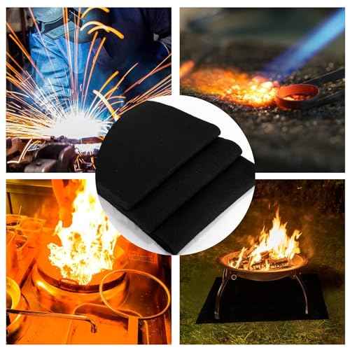 HVAC Tools Fire Resistant Welding Blanket Fireproof - 12" x 12" Square Carbon Felt Soldering Mat, Flame Retardant Insulation Pad (6 Pcs)