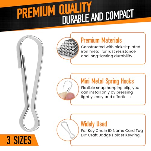 60pcs Metal Spring Hook Buckles Nickel Plated for Hanging, Zippers, Keychains