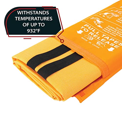 Parcil Safety SB-100 Silicone Coated Emergency Fire Blanket (40 in. x 40 in.) Emergency Kit Fire Extinguisher for Home & Kitchen, Woven Fiberglass Household Essentials, Chemical Free, No Mess