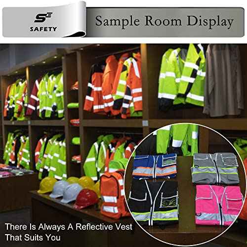 sesafety Reflective Safety Vest with Pockets and Zipper, High Visibility Construction Vest, Hi Vis Vest, ANSI Class 2, Orange, M