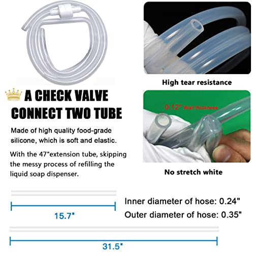 SonTiy Silicone Sink Soap Dispenser Extension Tube Kit with Check Valve – 47" Under-Sink Water Hose for Most Soap Containers, No More Refills