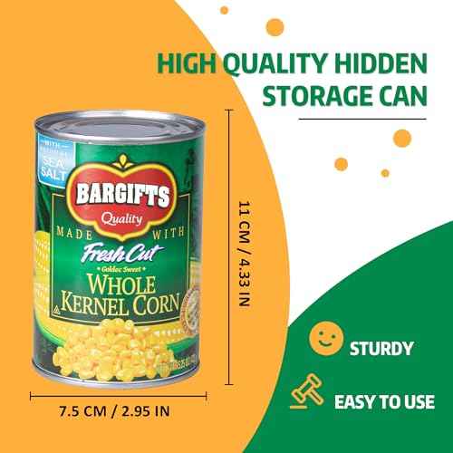 BarGifts Hidden Safe Fake Can with Hidden Compartment, Hidden Storage Keep Your Valuables Safe Like Money, Keys, and Jewelry- Corn