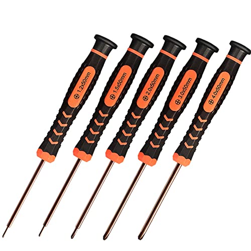 Small Phillips Screwdriver Set,TECKMAN 5 Piece Repair Tools Kit for Steam Deck with 1.2mm,1.5mm,2.0mm,3.0mm,4.0mm The Most Commonly Used Phillips Screwdrivers