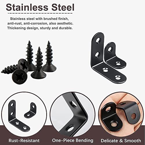 YAMASO 20PCS Stainless Steel L Bracket Corner Brace Set with Screws - Reinforcement Hardware
