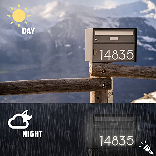 4 Inch Reflective Mailbox Numbers Stickers - 5 Sets of 0-9 for Outdoor Use