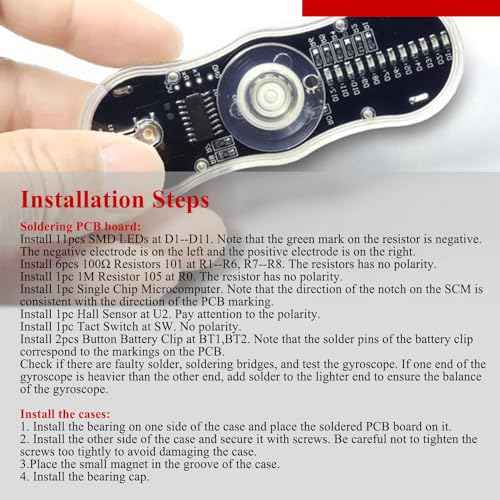 ISolderStore LED Rotating Gyroscope DIY Kit 2 Leaves Gyroscope SMD Soldering Project Soldering Practice Kit Electronics Kit for Students