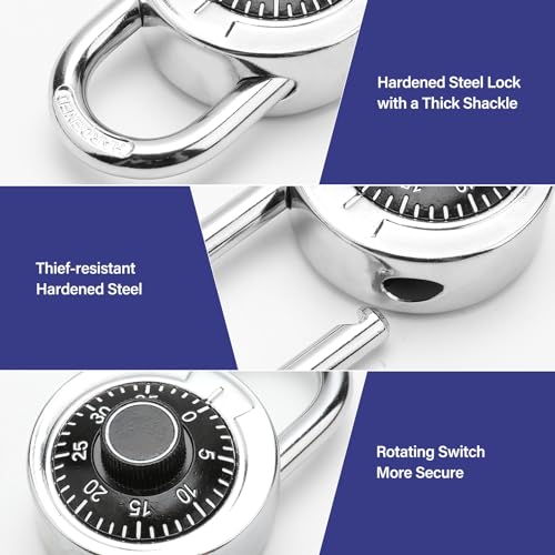 PINZAN Black Mini Combination Padlock 3-Dial Preset Code, Pack of 1