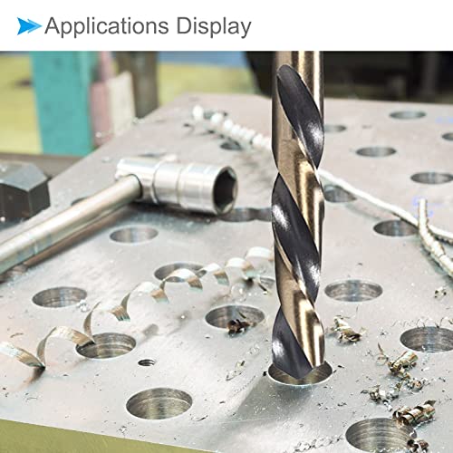 Twist Drill Bits, 12mm Cutting Edge, Titanium & Nitride Coated High Speed Steel 4341 Round Shank - (Applications: for Stainless Steel Drilling Machine), 1-Piece