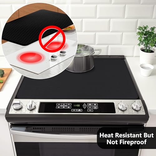 Anevna 28"x20" Glass Top Stove Cover Silicone XXL, Black – Cooktop Protectors & Dish Drying Mat