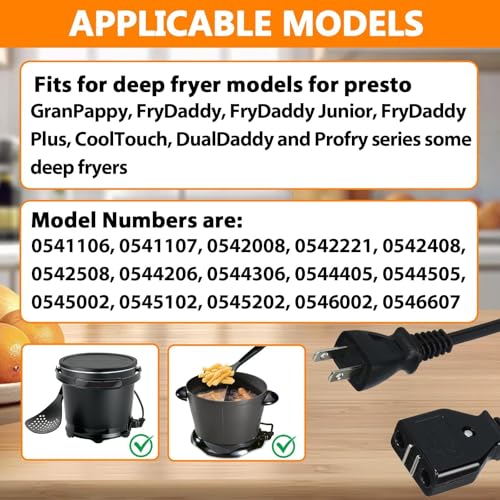 Kamrexi 09982 Deep Fryer Magnetic Power Cord for Presto FryDaddy Models
