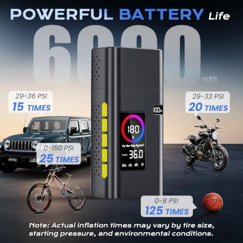 AIPOWAY Cordless Tire Inflator Black 180 PSI for Car, Bike, Motorcycle