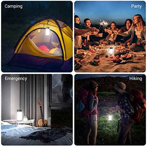 LED Camping Lantern, CT CAPETRONIX Rechargeable Camping Lights with 400LM 5 Light Modes, Water-Resistant Lanterns for Power Outage Hurricane Emergency Camping (2 Pack, Black & Green)