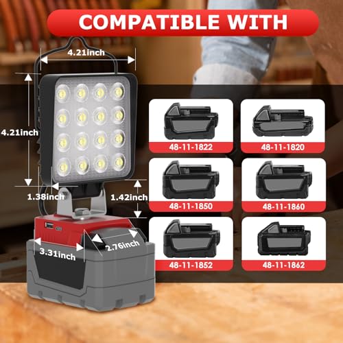 LANKA Red 112W 11200LM Cordless LED Work Light Compatible with Milwaukee M18 Battery