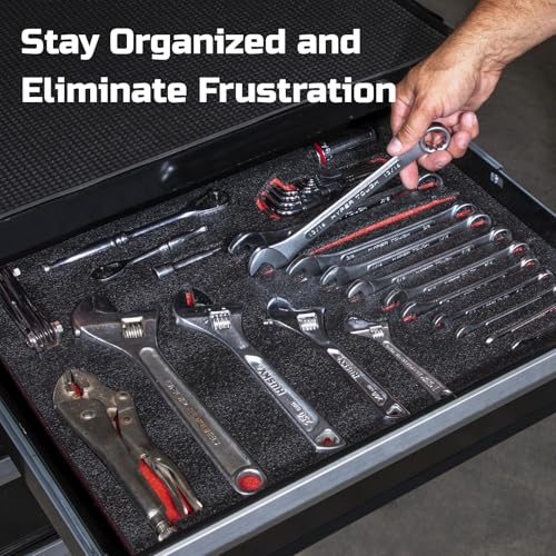 Tool Box Foam Organizer Inserts, 16x12x2 in - 3 Pack, Black & Red