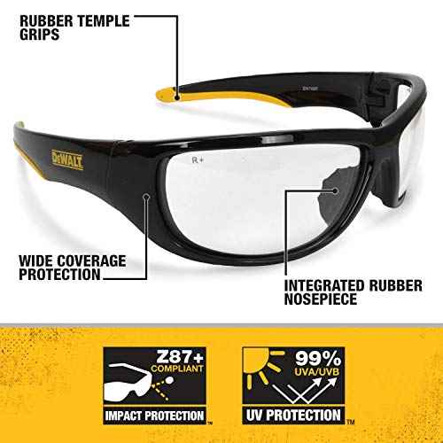 Dewalt Dominator Safety Glasses Dpg94 Unisex Adult Non Slip Polarized Mirrored Rubber Full Rim