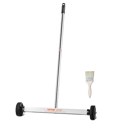 VEVOR Magnetic Pick Up Sweeper 17-inch Heavy Duty Magnet Pickup Lawn Sweeper Roofing Tools, 10 Lbs Yard Magnet with Telescoping Holder and Wheels to Pick Up Nails Magnetic Sweeper for Construction