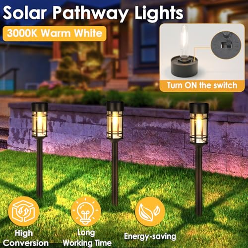 Mancra Solar Pathway Lights 8-Pack Outdoor Waterproof Garden Lighting - Black/Warm White 3000K