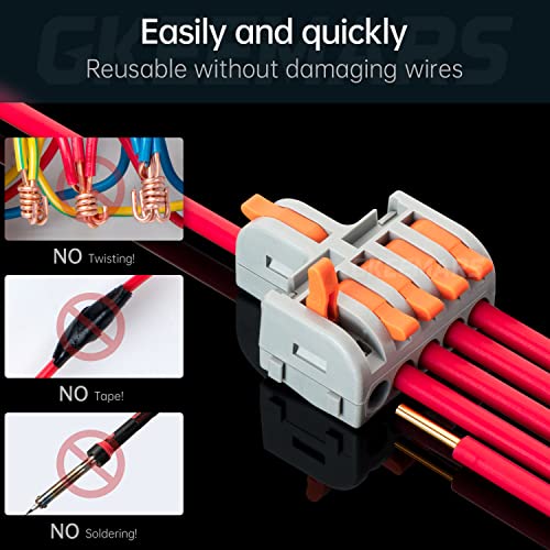 GKEEMARS Grey 26Pcs Wire Splicing Connectors Kit for 2, 3 & 5 Circuits