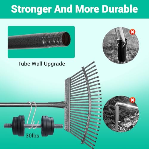 Heavy-Duty Garden Rake Set with Adjustable Handle & Leaf Bag - 73 Inch