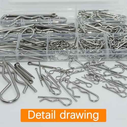 313 Pcs Stainless Steel Cotter Pins Assortment Kit: 166 Hardware Pinss Split Pinss & 147 R Clips Pins Assortment Kit Hairpin Cotter Pin Set, Hitch Pin Clips Set