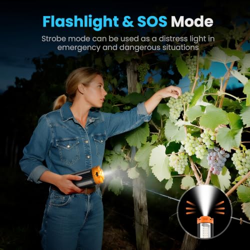 CAVN Rechargeable Camping Lantern with Remote, Orange Telescopic & 3-Head Adjustable Light